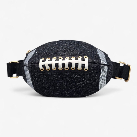 Black Embellished Football Shaped Crossbody Bag - Picture 1 of 11
